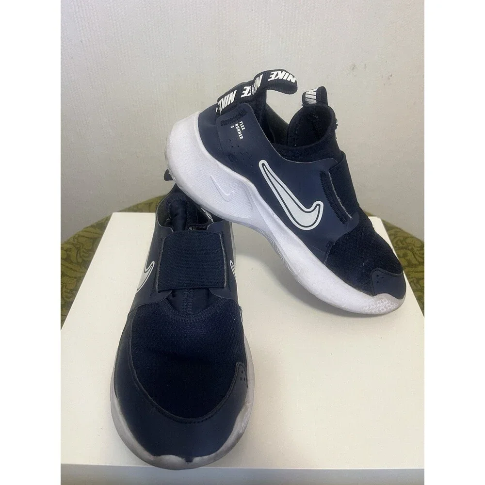 Nike Flex Runner 3 GS  Navy White Slip On Running Shoes FN1294-003 Size 2.5Y